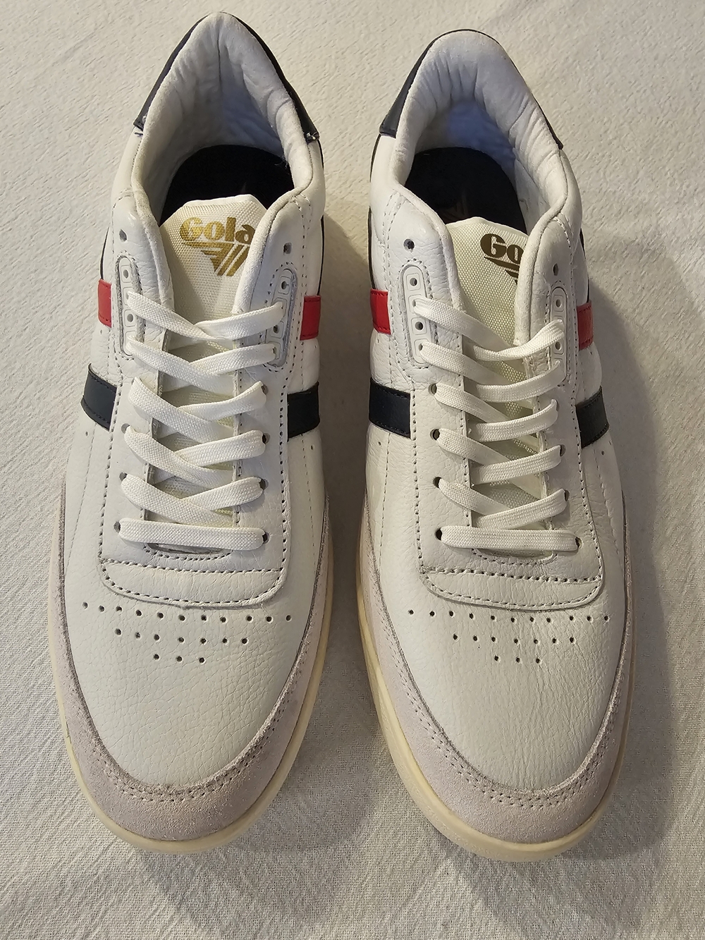 Gola Men's Classics Contact Leather Sneakers - White/Navy/Red - Size 10